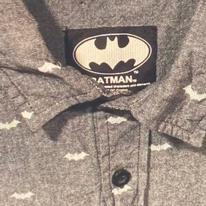 Batman Gray Casual Button Down Shirt